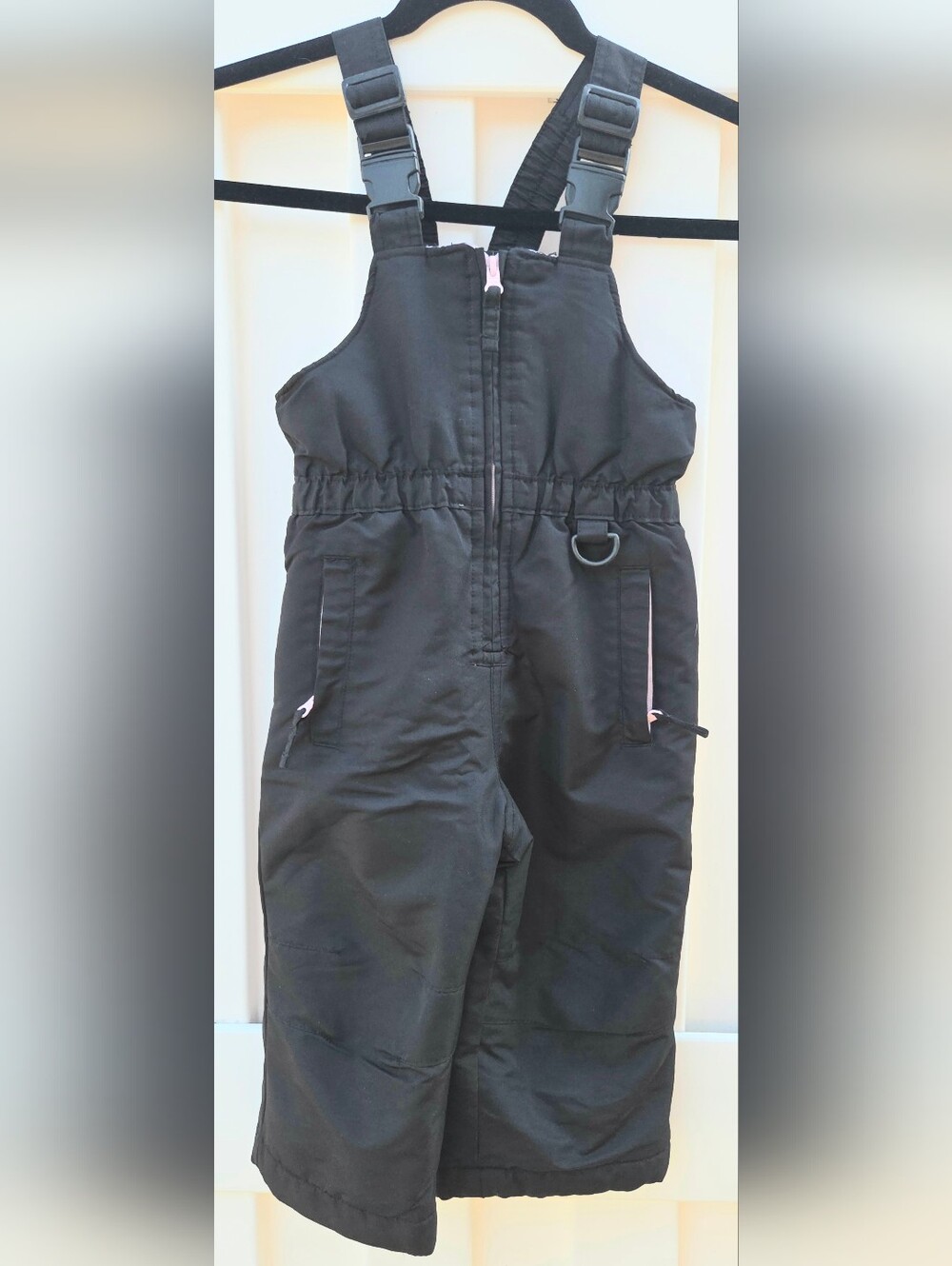 Athletech Toddler Girls Snow Bib Overalls Size 2T Black With Pink Liner